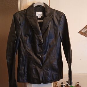 East 5th Black Women's Black‎ Leather Blazer. Sz.small